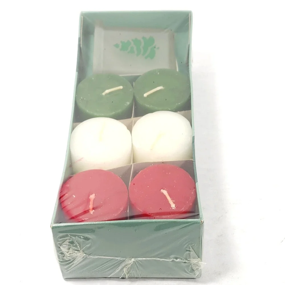 AIRLUME Assorted Votive Candles Set of 6‎ Glass Holder Christmas New Sealed